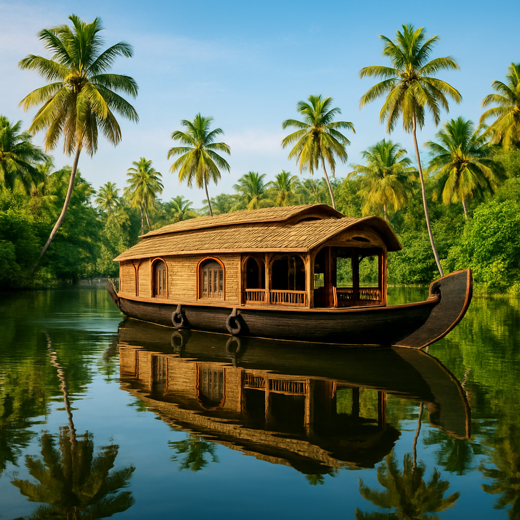 Kerala backwaters with a houseboat
