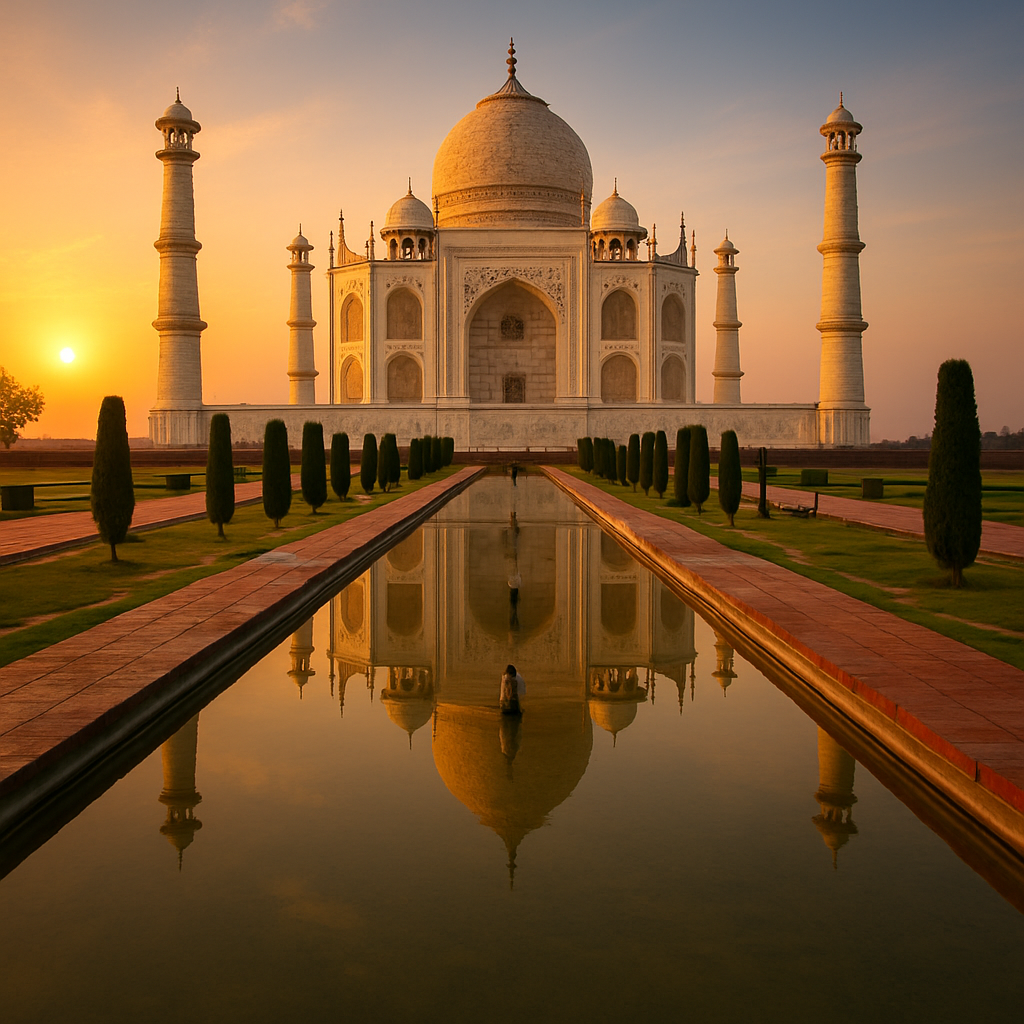 Taj Mahal in Agra at sunrise